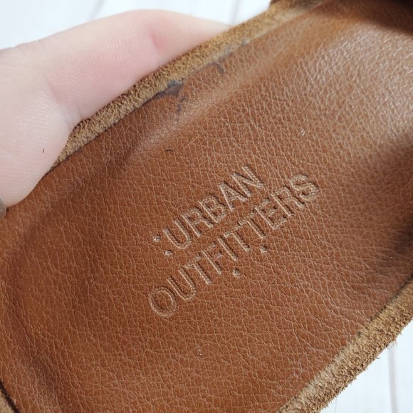 Urban Outfitters Sandals 8 Shoes Womens Jute Heels Open Toe Brown Suede - Picture 6 of 10